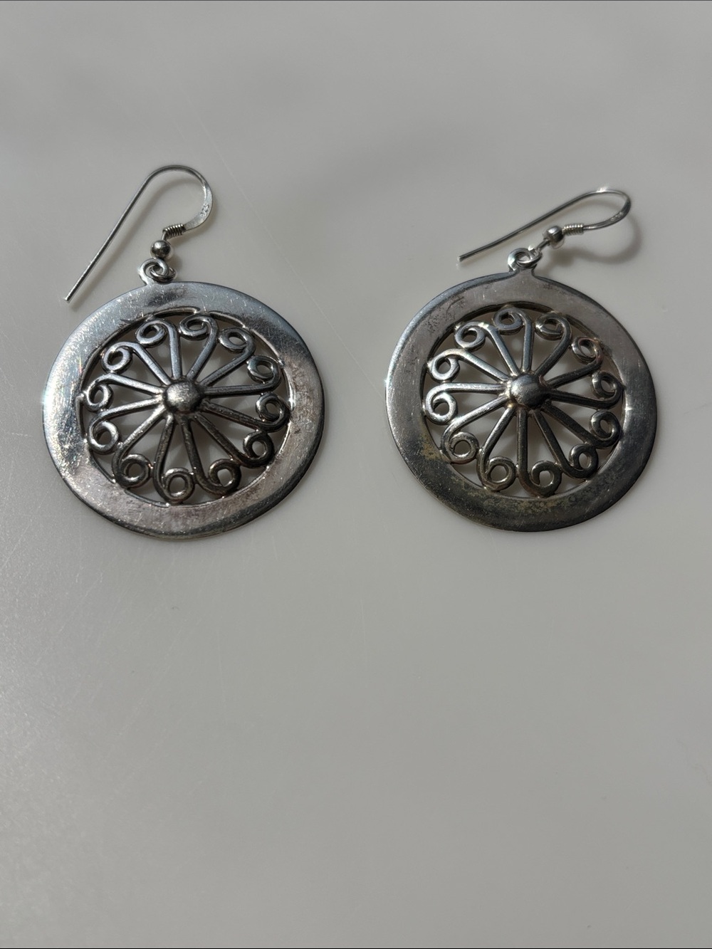 Navajo Stirling Silver Wheel Earrings